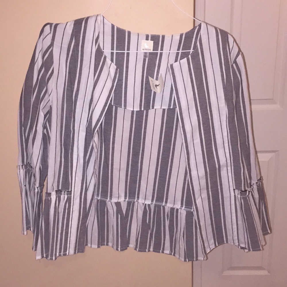 A.Moon Black and white stripped cardigan